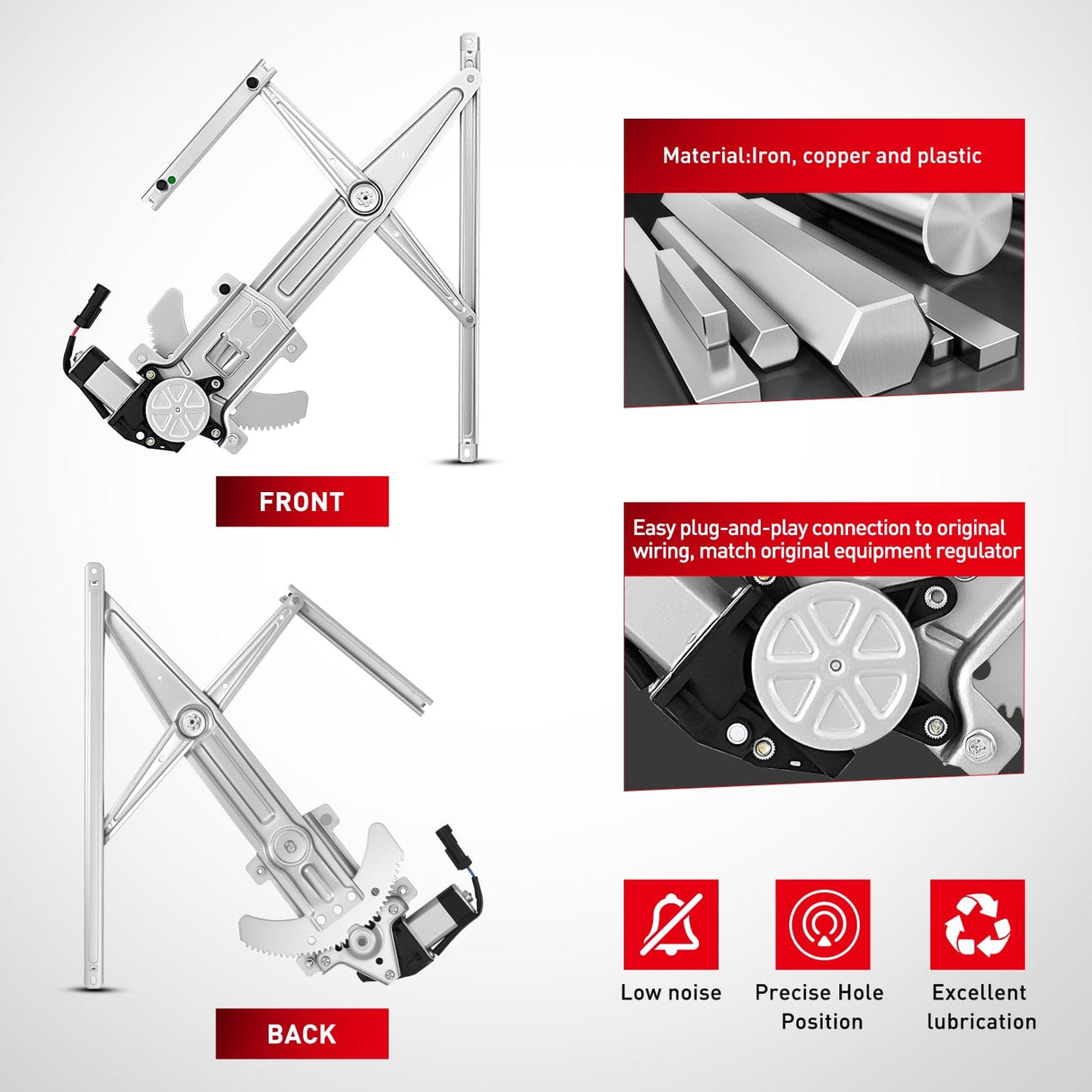 Window Regulator Front Driver Window Regulator with Motor, Compatible with Chevy Colorado/GMC Canyon 2004 2005 2006 2007 2008 2009 2010 2011 2012, Power Window Lift Motor Assembly, OE Replacement, 741-014