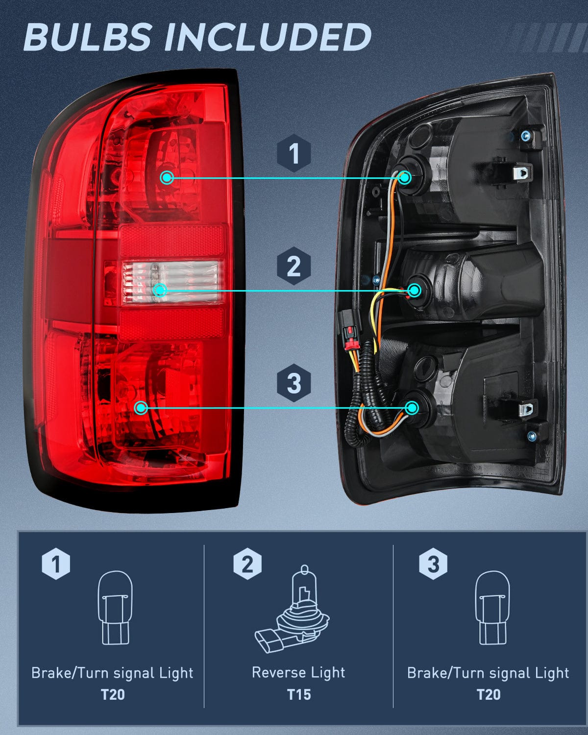 Taillight Assembly 2015 2016 2017 2018 2019 2020 2021 2022 Chevy Colorado Rear Lamp Replacement Taillight Assembly OE Style Driver Side w/Bulbs