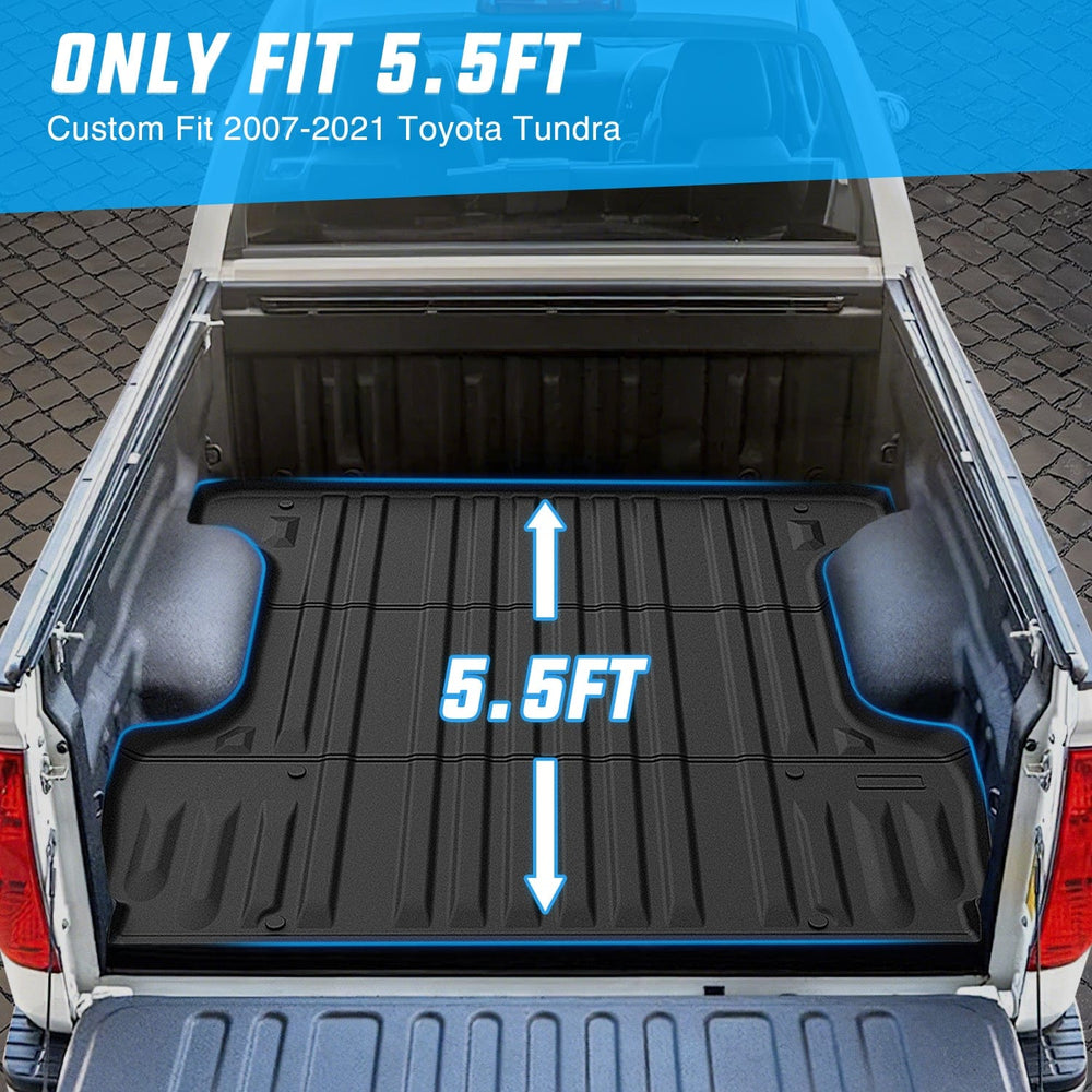 Truck Bed Mat 5.5ft Rubber Short Trunk Bed For 2007-2021 Toyota Tundra, TPE Heavy-Duty Pick-up Bed Liner for Toyota Tundra Accessories, Anti-Slip Texture, All Weather Protection