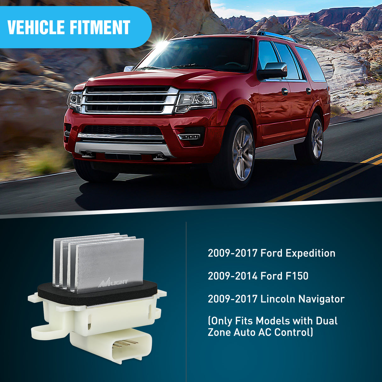 Nilight HVAC Blower Motor Resistor Fit for Ford F150 2009-2014, Ford Expedition, Lincoln Navigator Auto Temp Control 2009 2010 2011 2012 2013 2014 2015 2016 2017, Replaces BL3Z-19E624-A YH-1829