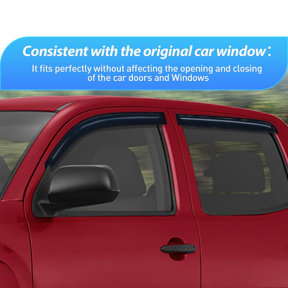 Rain Guards Rain Guards for Toyota Tacoma Double Cab 2005-2015 2010 2011 2012 2013 2014 2015, Out-Channel Window Visors Vent Wind Deflectors-4PCS