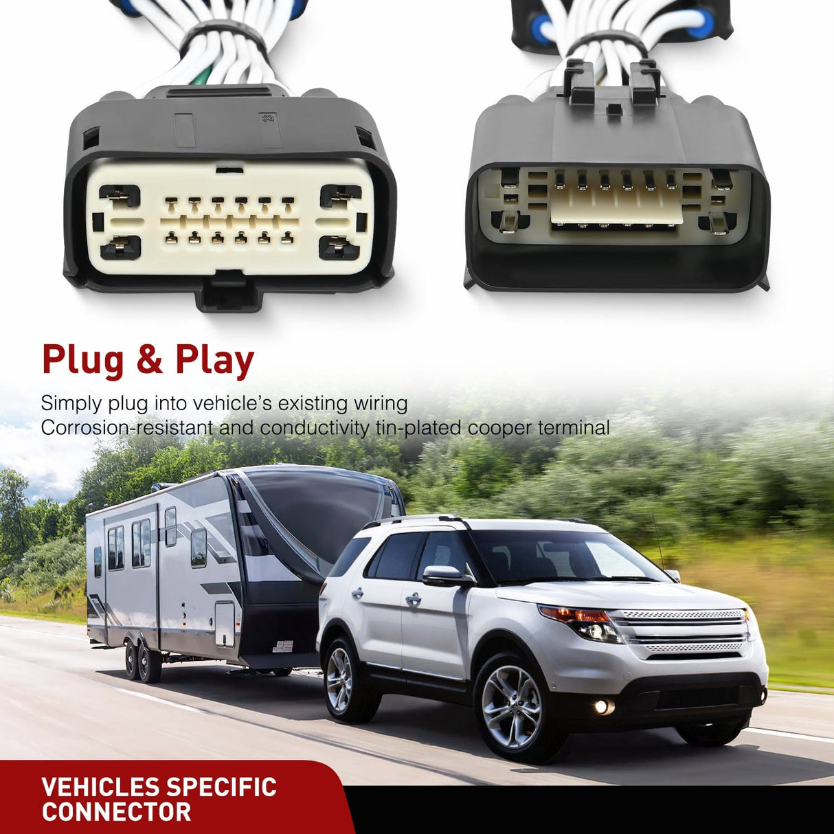 Wiring Harness Kit 4 Pin Trailer Wiring Harness Kit 56172 Vehicle Side Custom for 2011 2012 2013 2014 2015 2016 2017 2018 2019 Ford Explorer