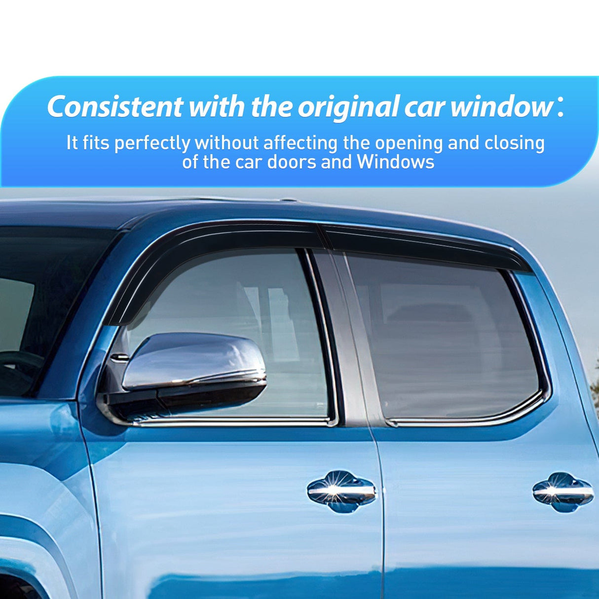 Rain Guards Window Rain Guards for Toyota Tacoma Double Cab 2016 2017 2018 2019 2020 2021 2022 2023, Out-Channel Window Visors Vent Wind Deflectors-4PCS