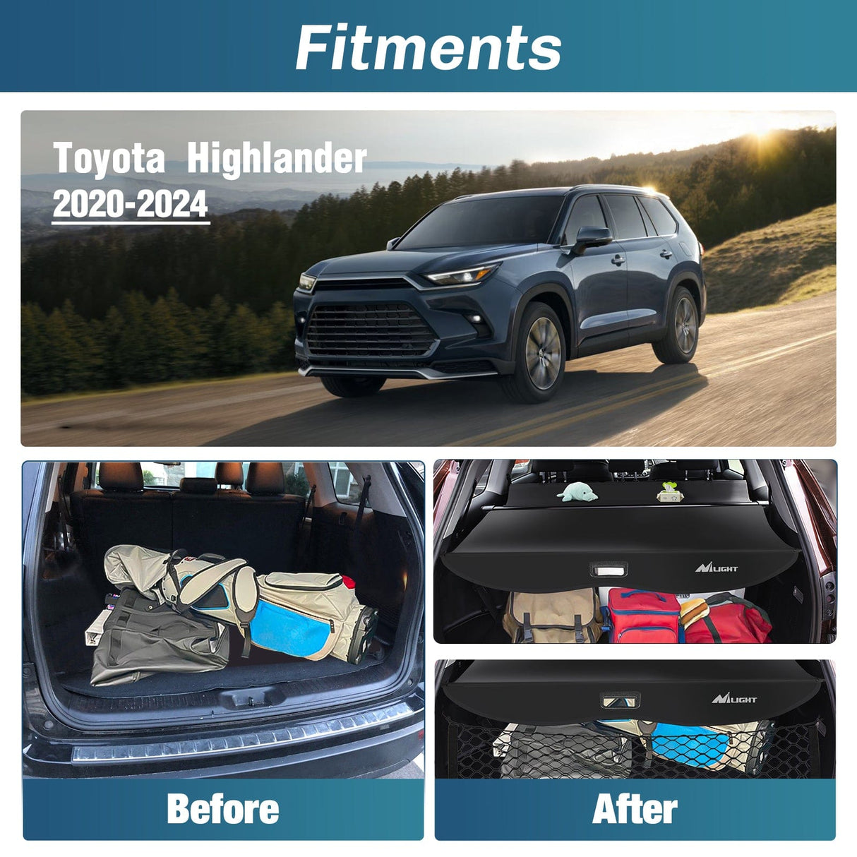 Trunk Cargo Cover 2020 2021 2022 2023 2024 2025 Chevy Equinox GMC Terrain Retractable Trunk Cargo Cover With Trunk Storage Net