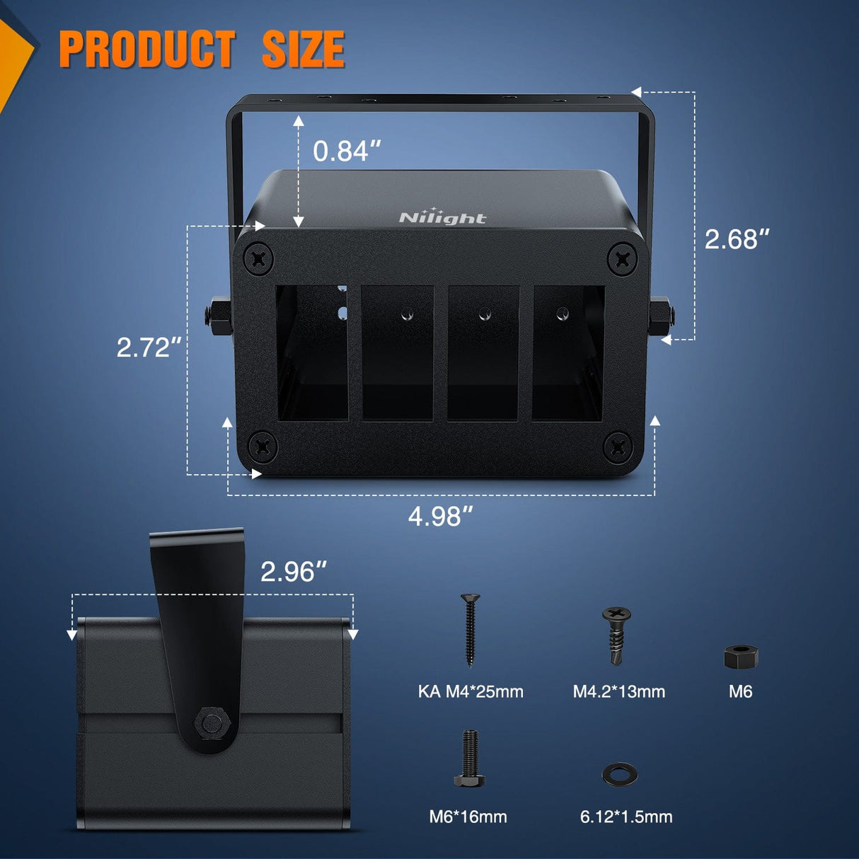 Rocker Switch 4 Gang Rocker Switch Box 4 Holes Panel Detachable Installation Housing Waterproof Aluminum Rotatable Mount Bracket 12V 24V DIY Toggle Switches Voltmeter USB Socket for Boats Cars RVs Trucks