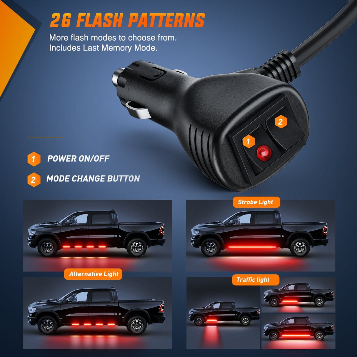 Led light Strip 2PCS 70 Inch Emergency Strobe Light Strip 1125 LED Running Board Lights Red Flexible Side Flashing Warning Caution Safety Waterproof for Truck Construction Vehicles Pickup