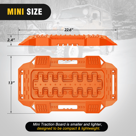 Traction Boards Off-Road Mini Short Recovery Traction Boards For 4WD 4X4 (2PCS Orange)