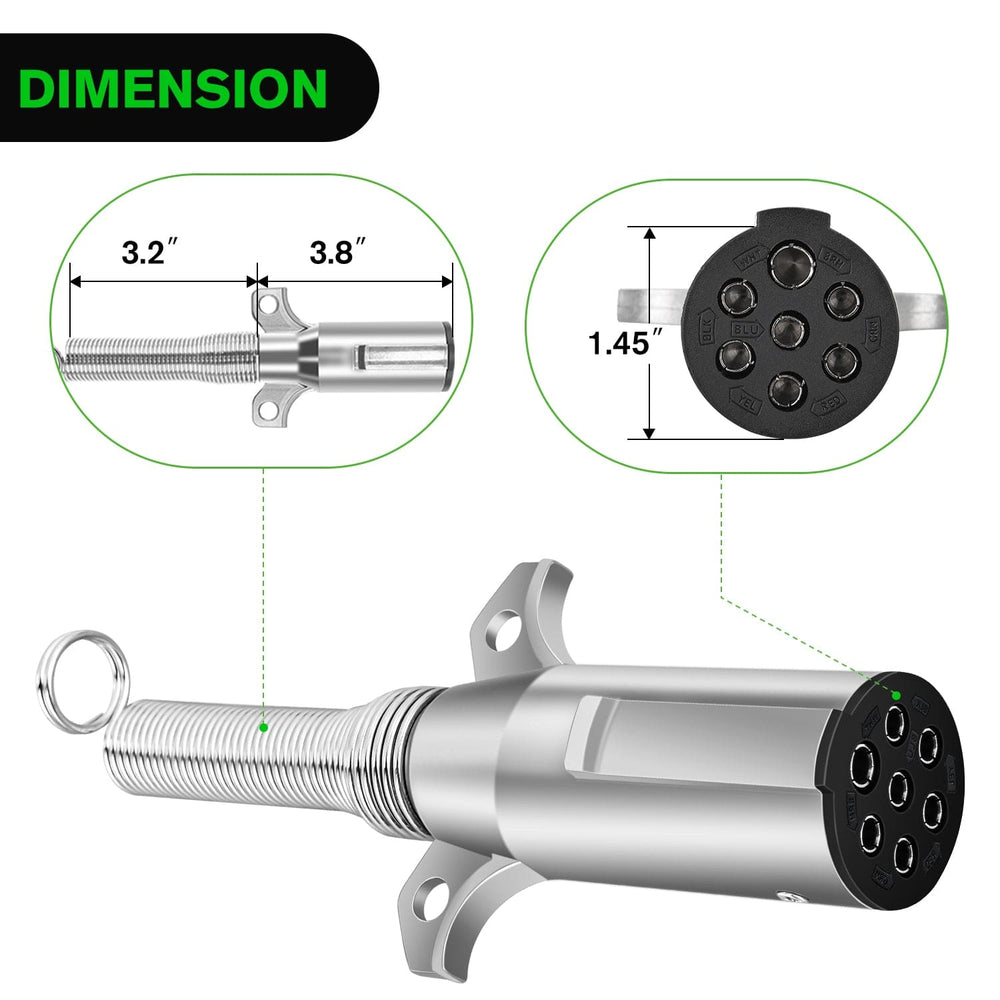 Accessories 7-Way Roumd Plug W/Spring Guard Male Plug