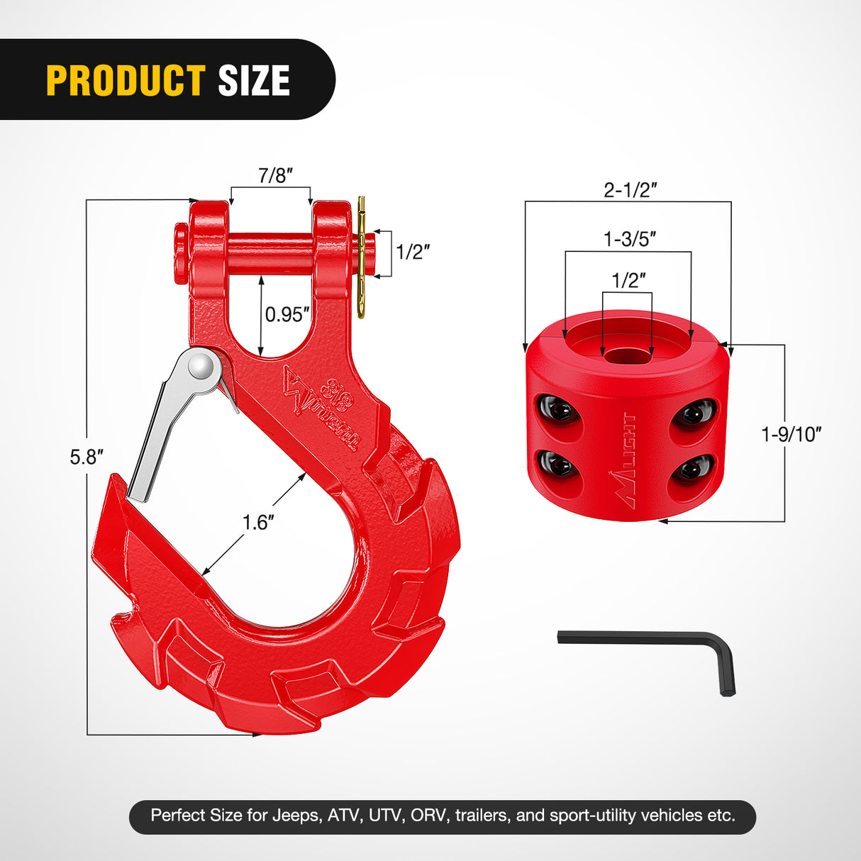 winch hook 3/8 inch Grade 70 Winch Hook Red