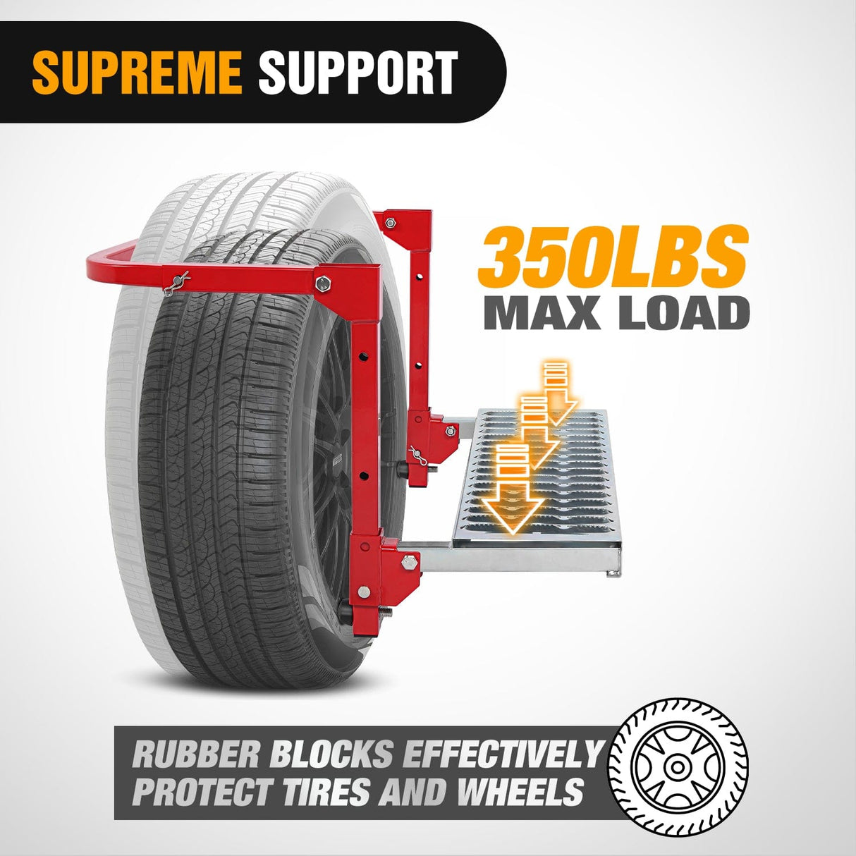 Running Board Folding Heavy Duty Red Tire Step To Fit tires from 10Inch to 15Inch Tire Width