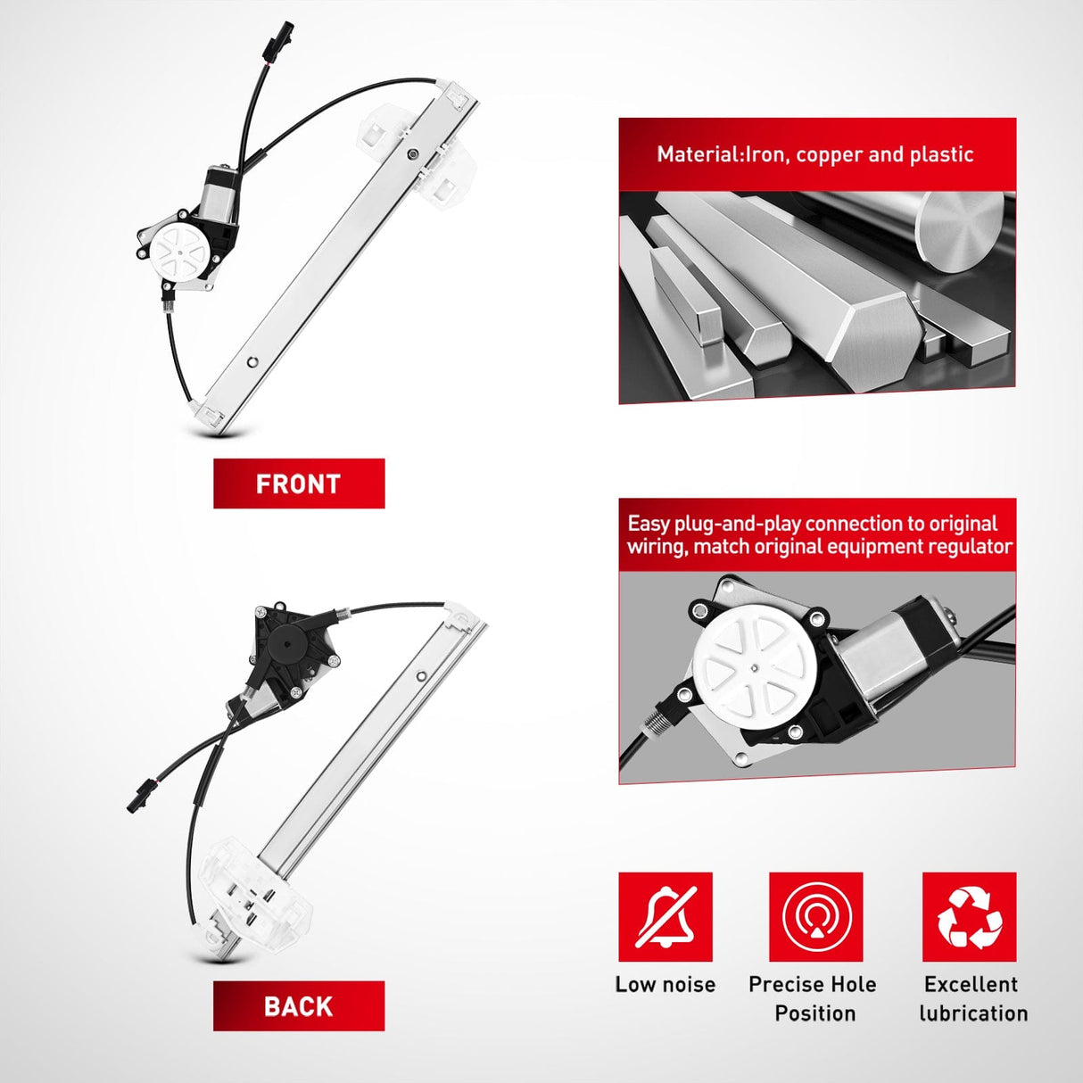 Window Regulator 748-912 Window Regulator and Motor Front Driver Side Compatible with Jeep Wrangler 2007-2017 Sport Utility,Wrangler JK 2018 Sport Utility 2010 2011 2012 2013 2014 2015 2016 2017