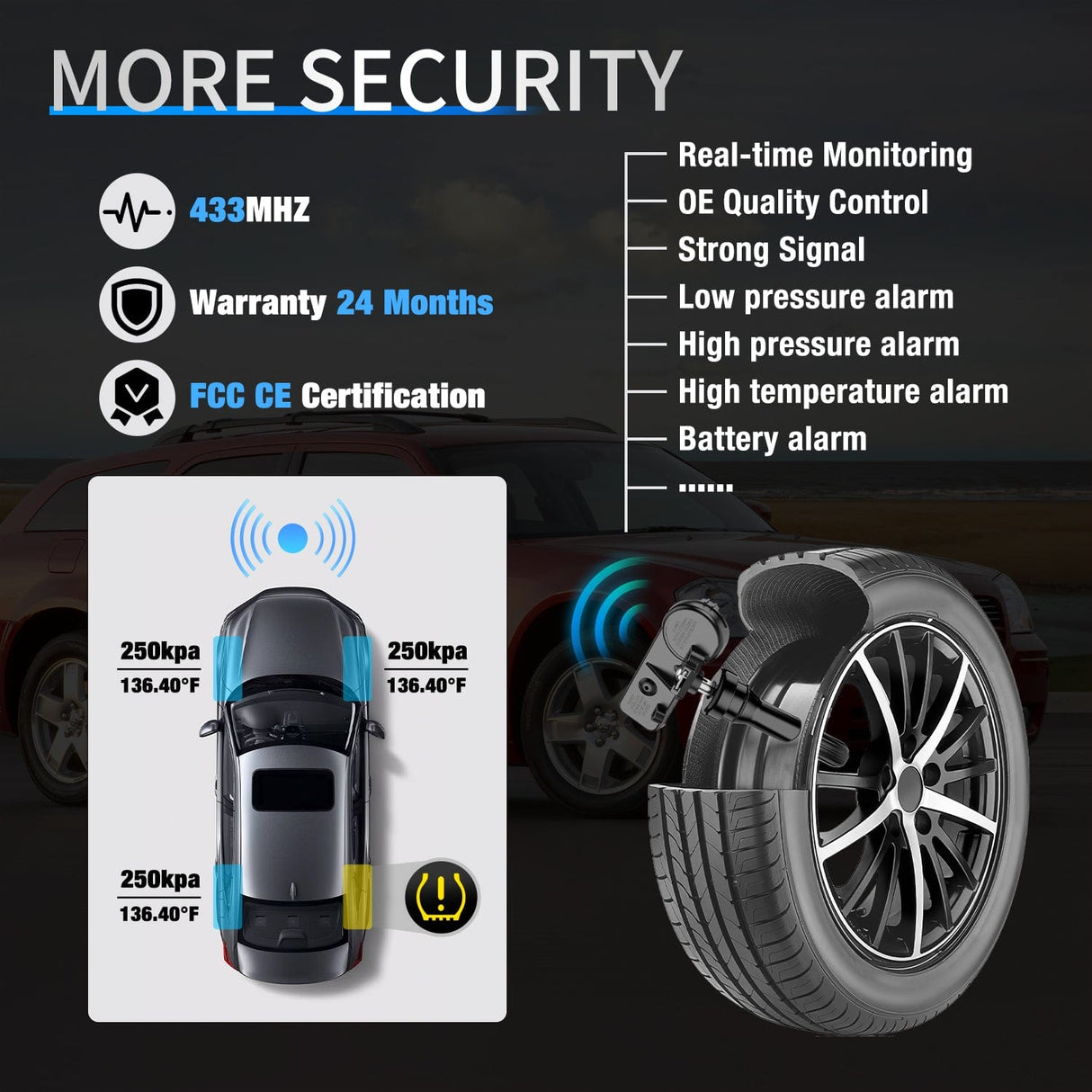 inflator 2008 2009 2010 Dodge Grand Caravan Journey Jeep Commander Routan 2006 2007 2008 2009 2010 Chrysler 300 Town & Country 433Mhz Tire Pressure Monitoring Sensor