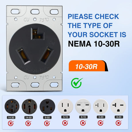 RV Parts 25FT EV Dryer Extension Cord 3 Prong 30 Amp NEMA 10-30P 10-30R Old Dryer Extension Cable Heavy Duty 10 Gauge Pure Copper Wire UL Listed 125/250V for Level 2 EV Charging