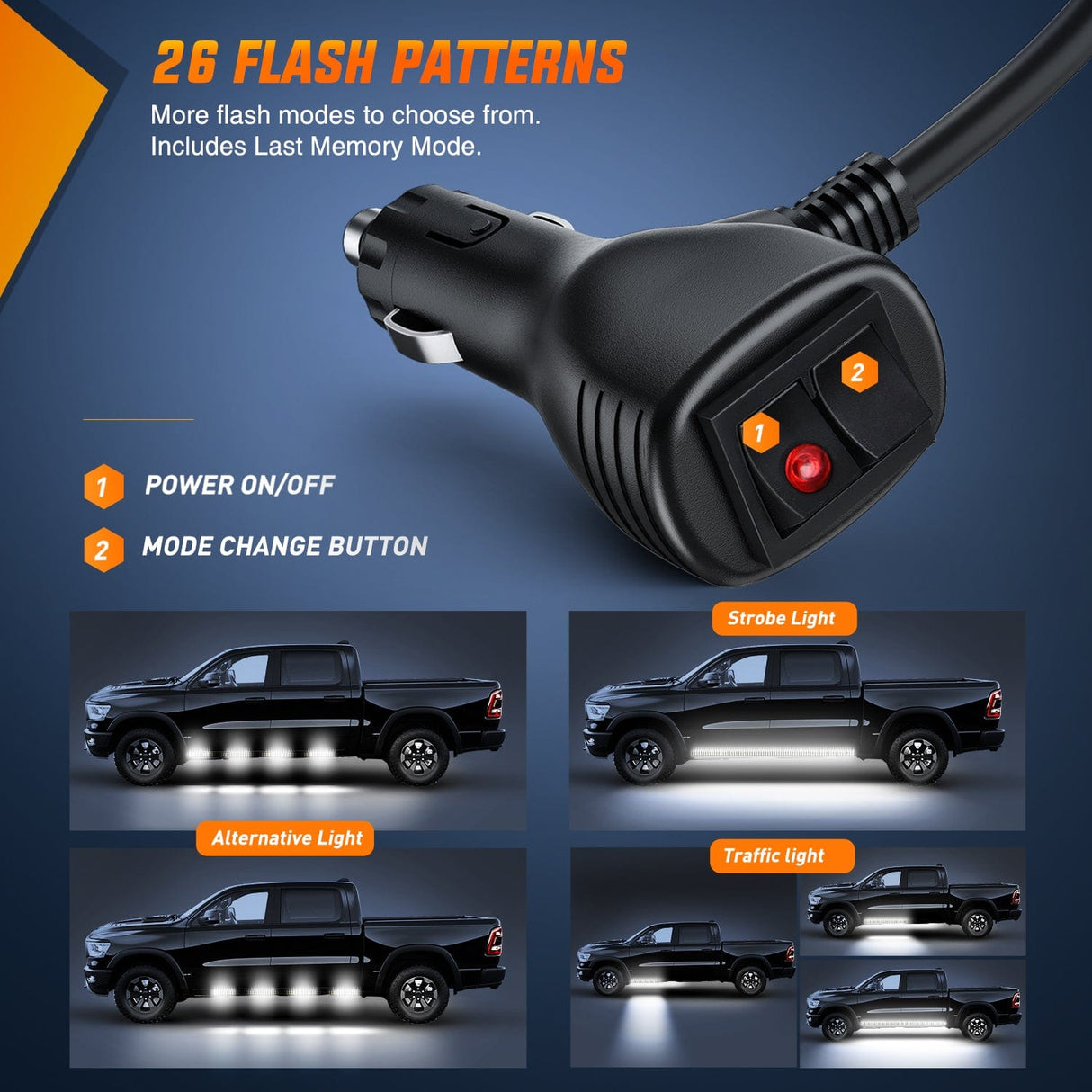 Led light Strip 2PCS 70 Inch Emergency Strobe Light Strip 1125 LED Running Board Lights White Flexible Side Flashing Warning Caution Safety Waterproof for Truck Construction Vehicles Pickup