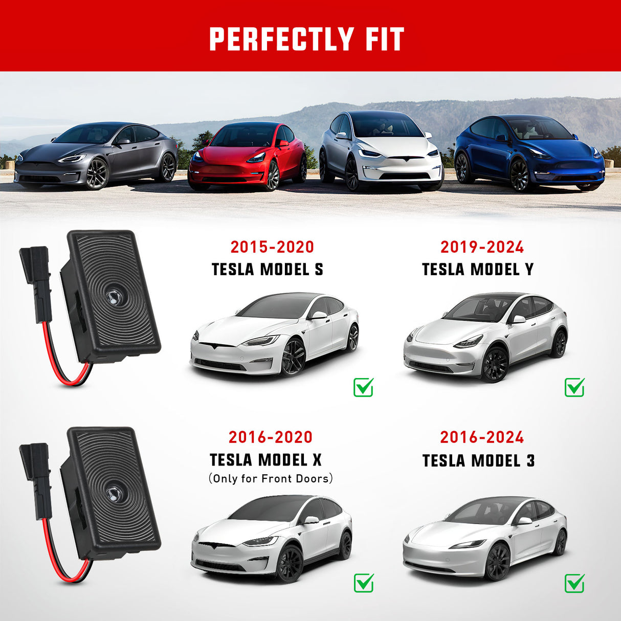 Nilight Door Projector Puddle Lights Compatible with Tesla Model 3/Y/S/X, Welcome Courtesy Step Door Interior Lamps Super Bright, 4-Pack