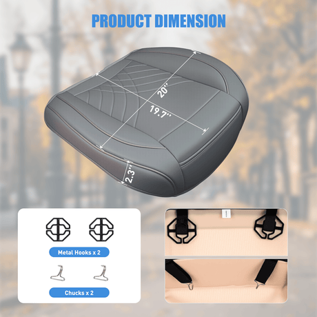 Vehicle Seat Belt Covers Car Seat Cushion Cover Gray Geometric Embroidered Leather Front Seats Waterproof Anti-Slip Comes with Storage Bag Wraps Bottom Fits Cars Sedan Van SUV Truck