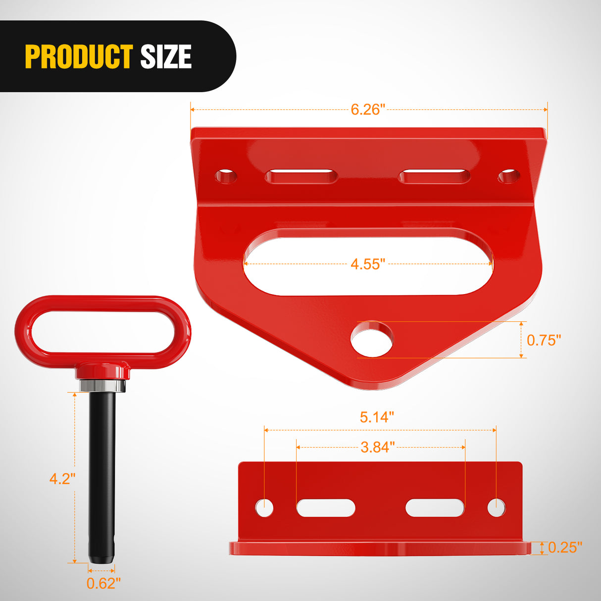 Trailer Hitch Universal Heavy Duty Zero Turn Mower Trailer Hitch Kit Strong Neodymium Magnetic Pin with 4 Bolts 1/2Inch R-Clip Combo Pack Red 6mm Thick