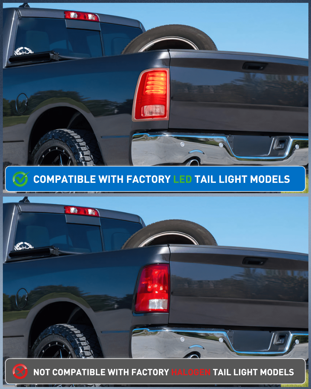 Taillight Assembly Taillight Assembly Compatible with 2013 2014 2015 2016 2017 2018 Dodge Ram 1500 2014-2018 Ram 2500 3500 LED Style Driver Side Rear Tail Light with Bulbs