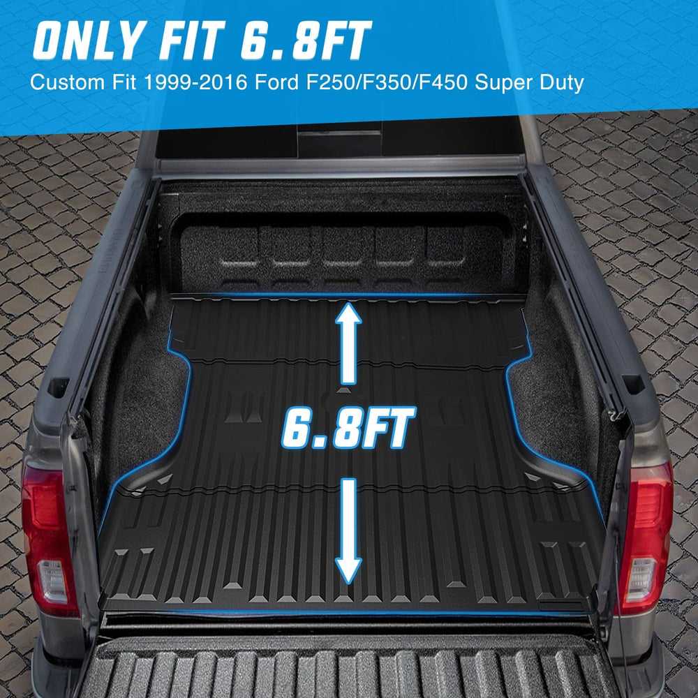 Truck Bed Mat 6.8ft Rubber Short Trunk Bed For 1999-2016 Ford F250/F350/F450 Super Duty, TPE Heavy-Duty Pick-up Bed Liner for 1999-2016 Ford F Accessories, Anti-Slip Texture, All Weather Protection
