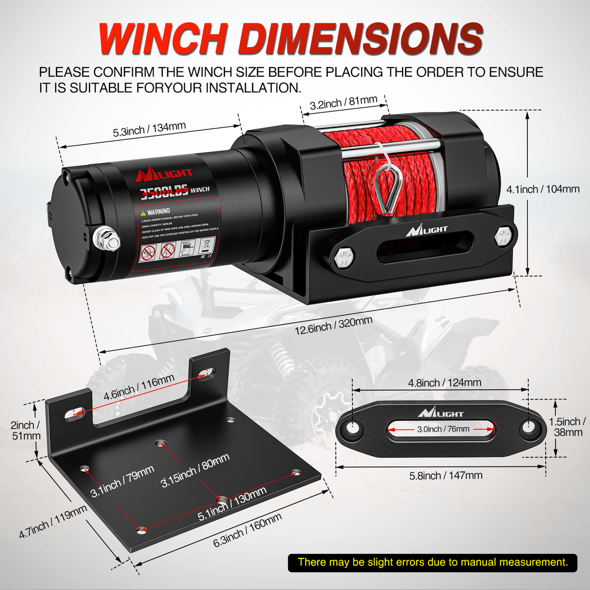 winch hook 3500 lb ATV/UTV Electric Winch Kit With Synthetic Winch Rope