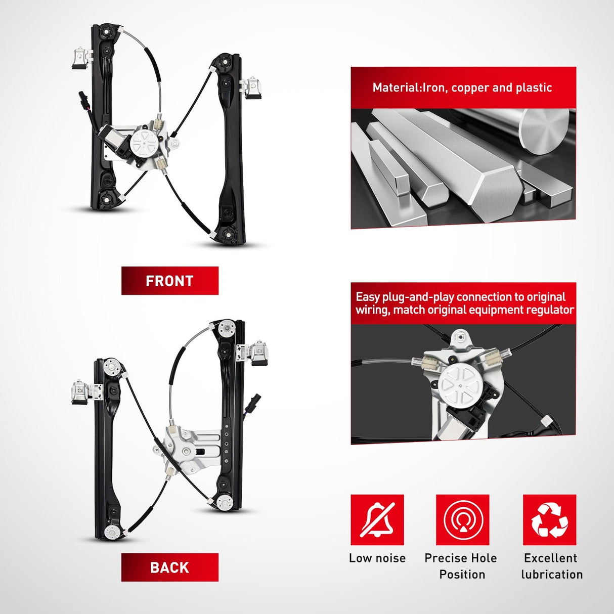 Window Regulator 751-739 Power Window Regulator with Motor for Front Driver Side Compatible with Chevy Cruze 2012 2013 2014 2015 2016 Chevy Cruze Limited Front Left Side