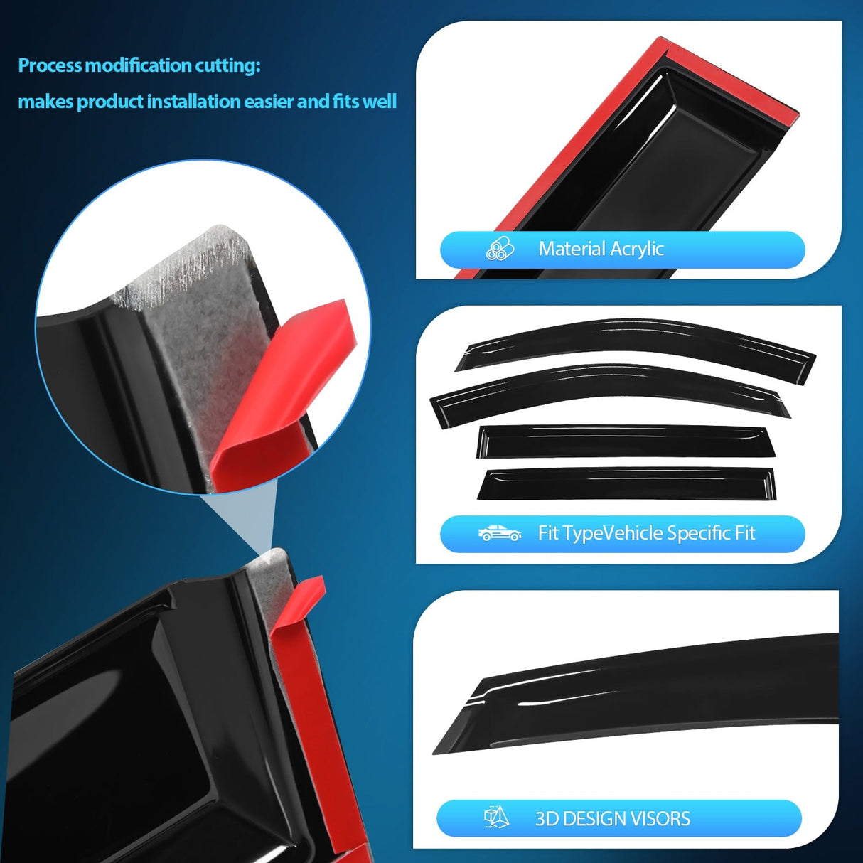 Rain Guards 4pcs Rain Guards For GMC Terrain 2010 2011 2012 2013 2014 2015 2016 2017