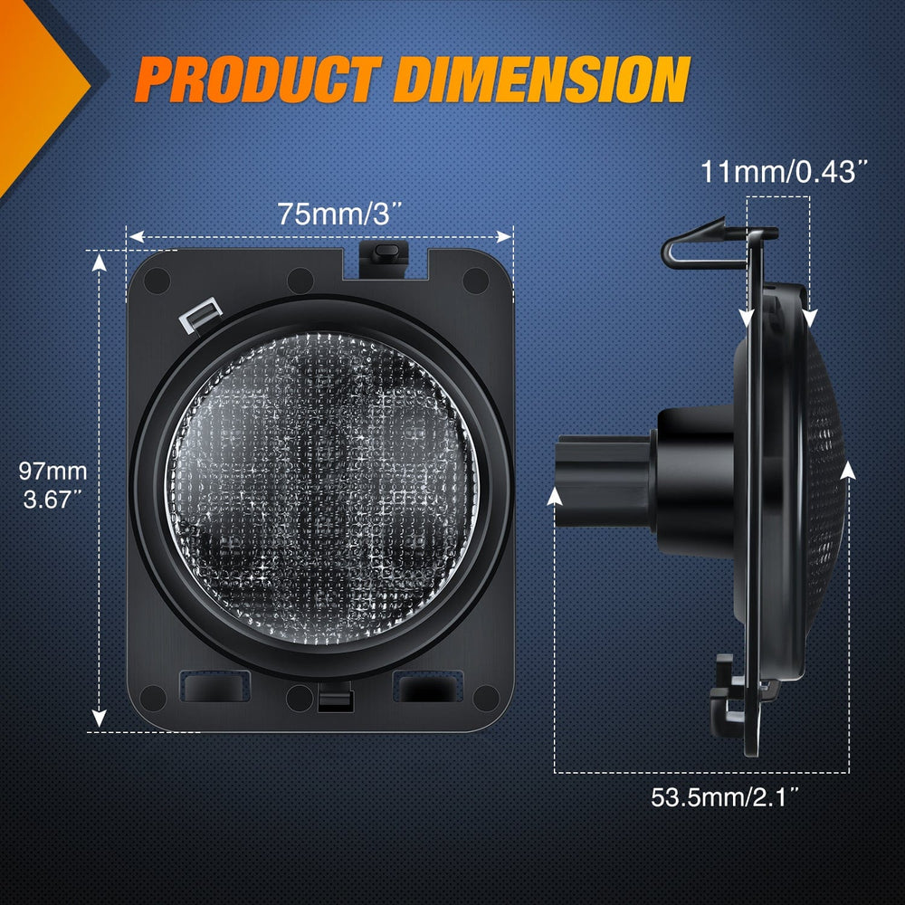 Side Marker Clearance Lights 2007-2017 Jeep Wrangler JK JKU 8LED Smoked Lens Amber Side Marker Light