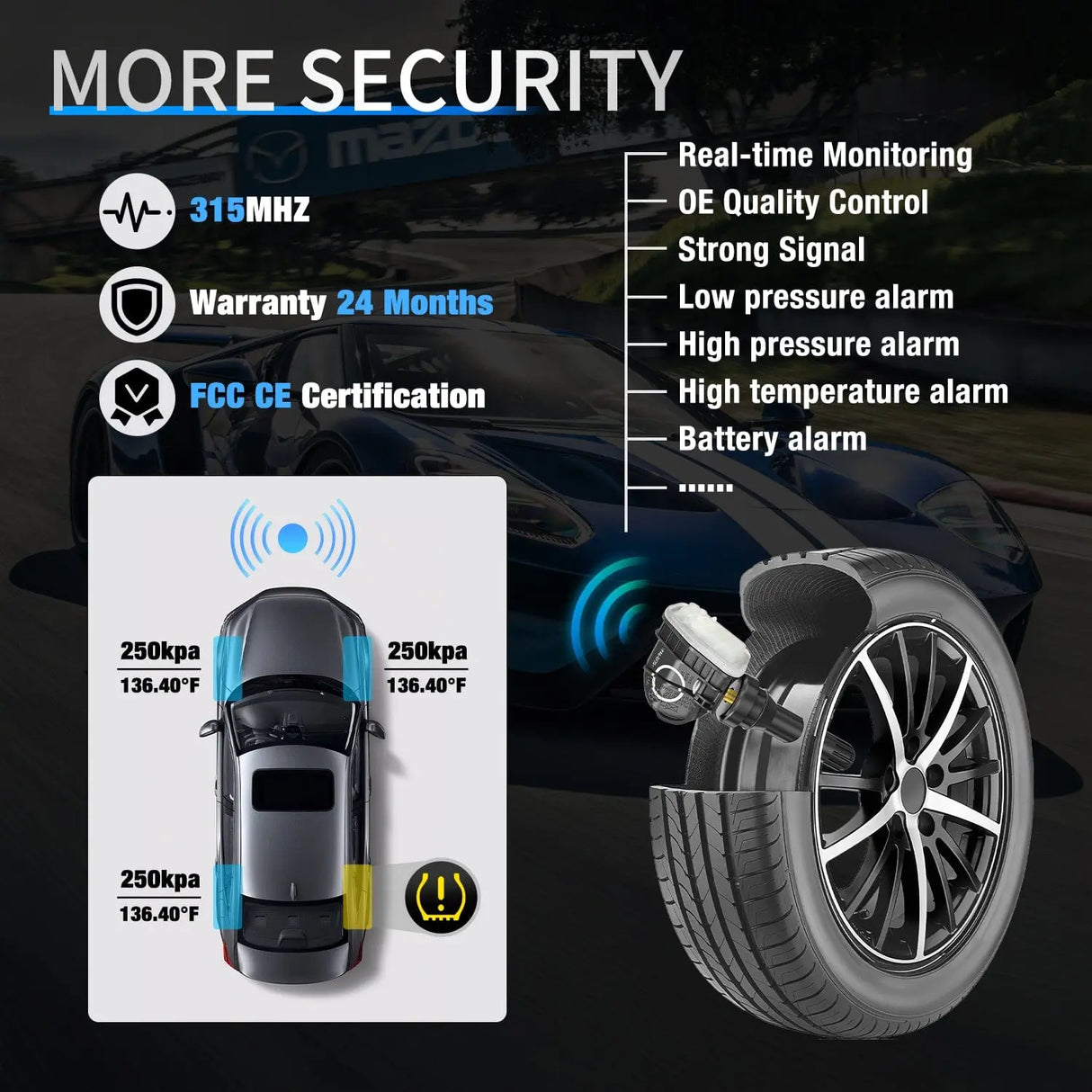 inflator 2015 2016 2017 2018 2019 2020 2021 2022 2023 Ford F150 Edge Mustang Bronco Transit 2017-2023 Lincoln MKC MKX Navigator 315Mhz Tire Pressure Monitor Sensor