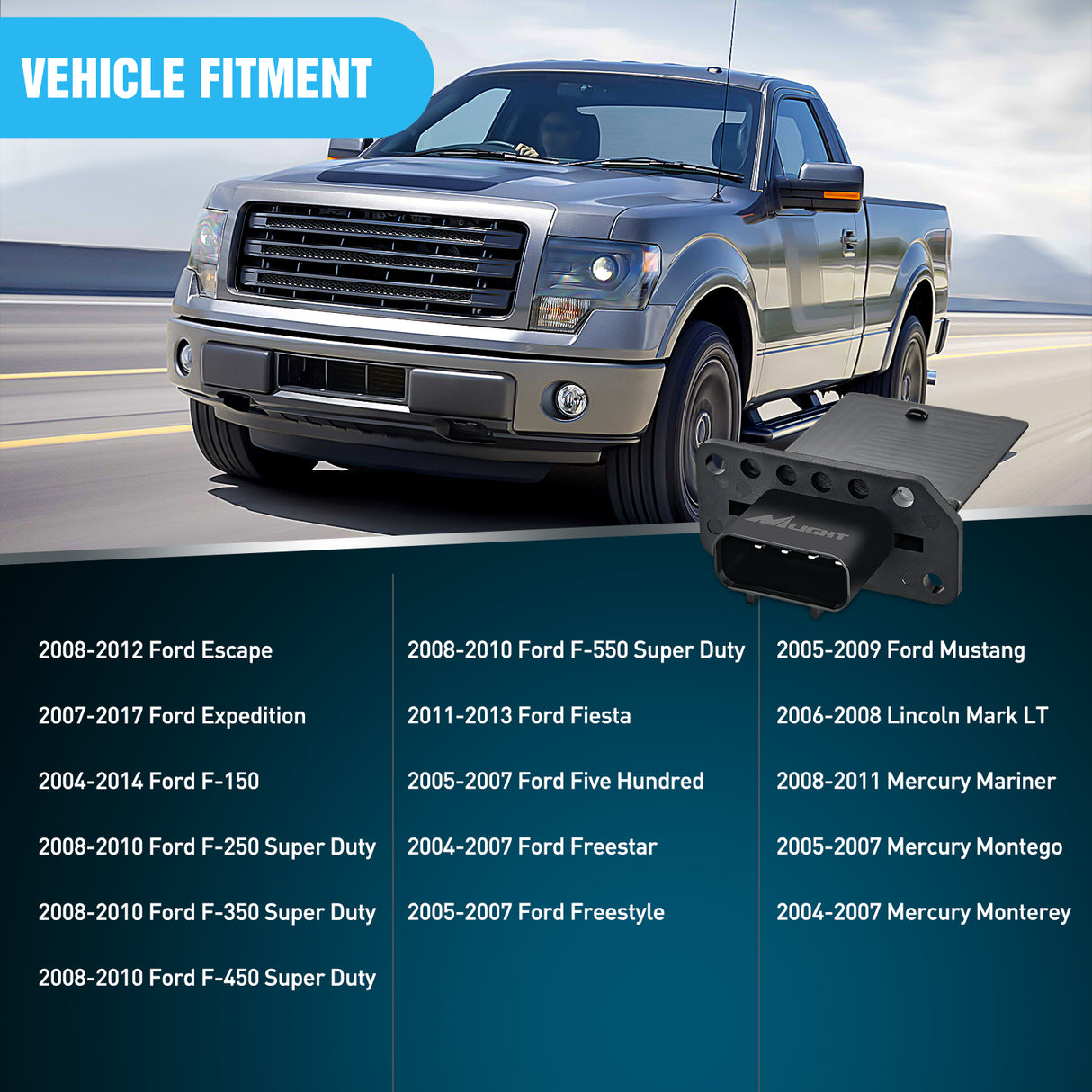 Nilight HVAC Blower Motor Resistor Fit for Ford F-150 2004-2014, F250 F350 Super Duty 2008-2010, Lincoln Mark LT 2006 2007 2008, Mercury Mariner 2008-2011 Replaces 3F2Z-18591-AA, YH-1715