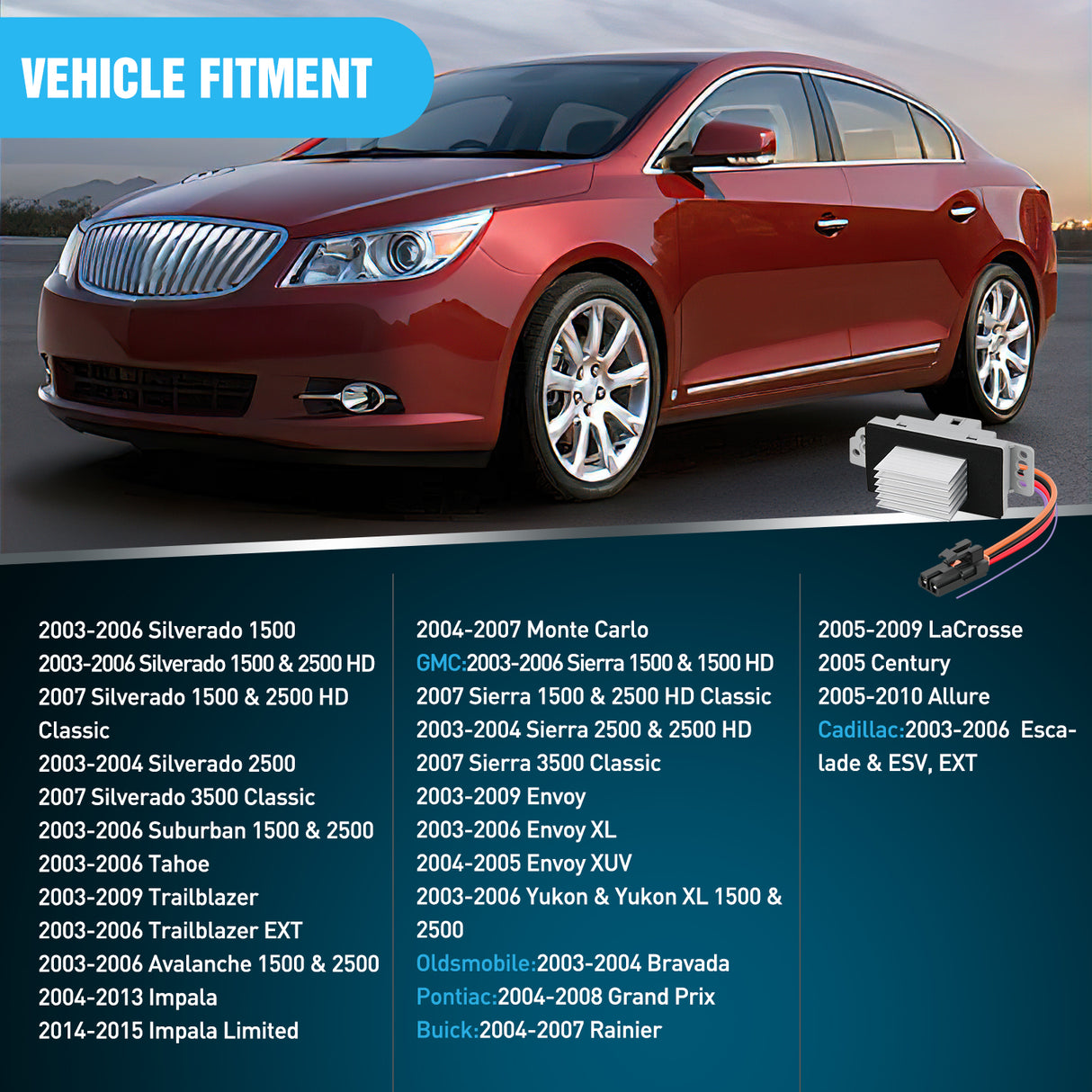 Nilight HVAC Blower Motor Resistor Complete Kit with Harness Fit for Chevy, GMC Vehicles - Silverado, Tahoe, Suburban, Sierra, Yukon XL Replaces 1581773, 89018778, 89019351, 19260762, 15-80567