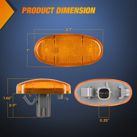 Side Marker Clearance Lights 4 PCS 3 LED Red Amber Wheel Fender Side Marker Lights Compatible With 2011-2016 F250 F350 F450 F550 Super Duty