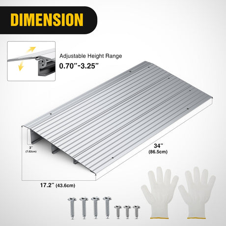 Curb Ramp Door Threshold Ramp 3inch Rise Portable Aluminum Wheelchair Door Transition Entry Ramps for Doorways Home Steps