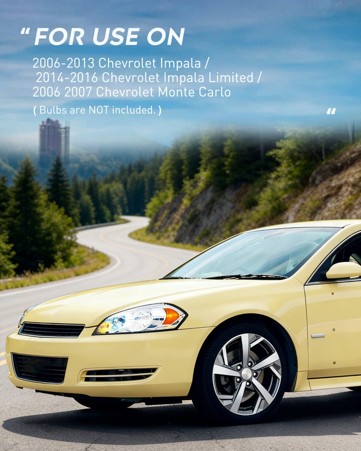 2006 2007 2008 2009 2010 2011 2012 2013 Chevrolet Impala 2014 2015 2016 Impala Limited 2006 2007 Monte Carlo Headlight Assembly Chrome Case Amber Reflector
