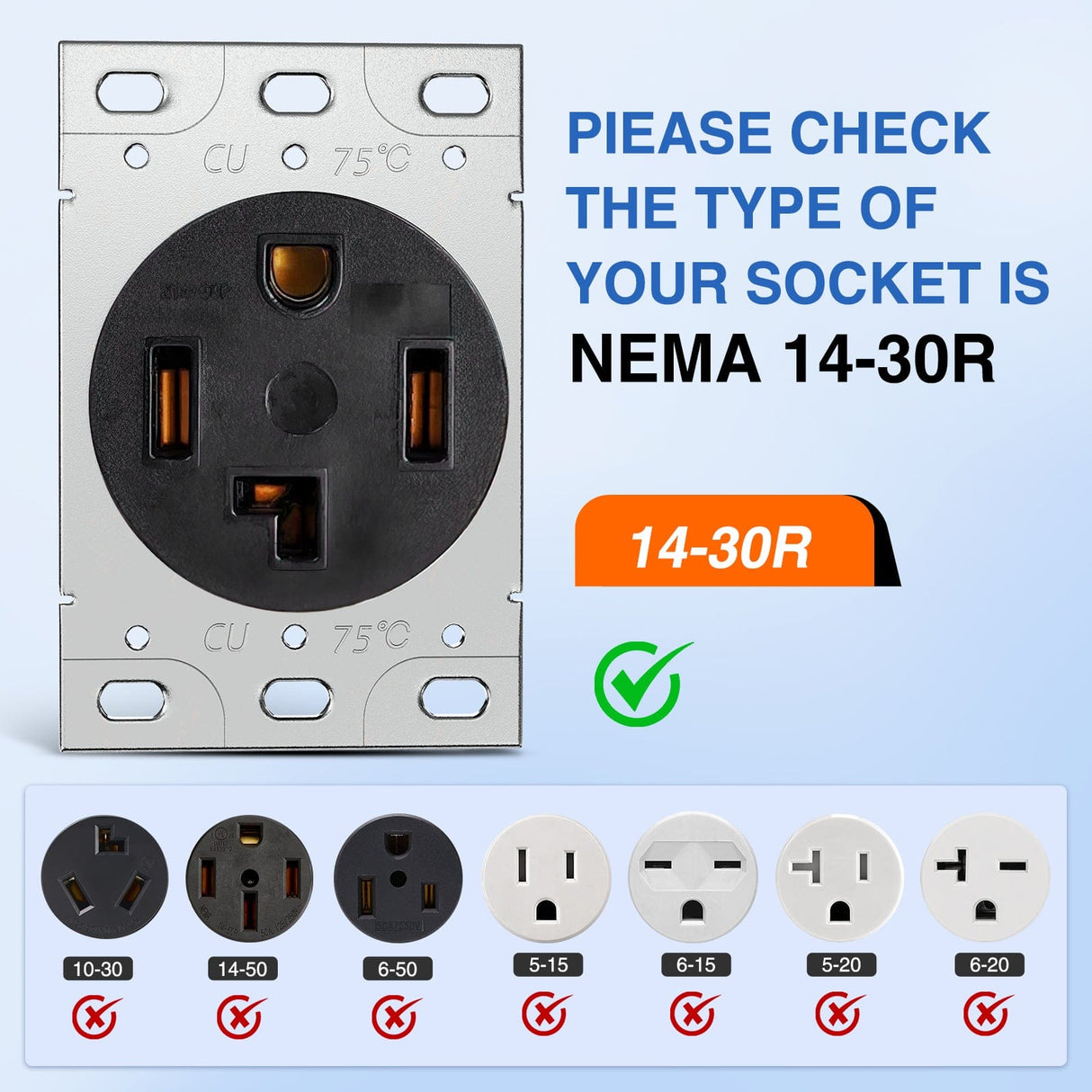 RV Parts 15FT EV Dryer Extension Cord 4 Prong 30 Amp NEMA 14-30P 14-30R Old Cable Heavy Duty 10 Gauge Pure Copper Wire UL Listed 125/250V for Level 2 Using