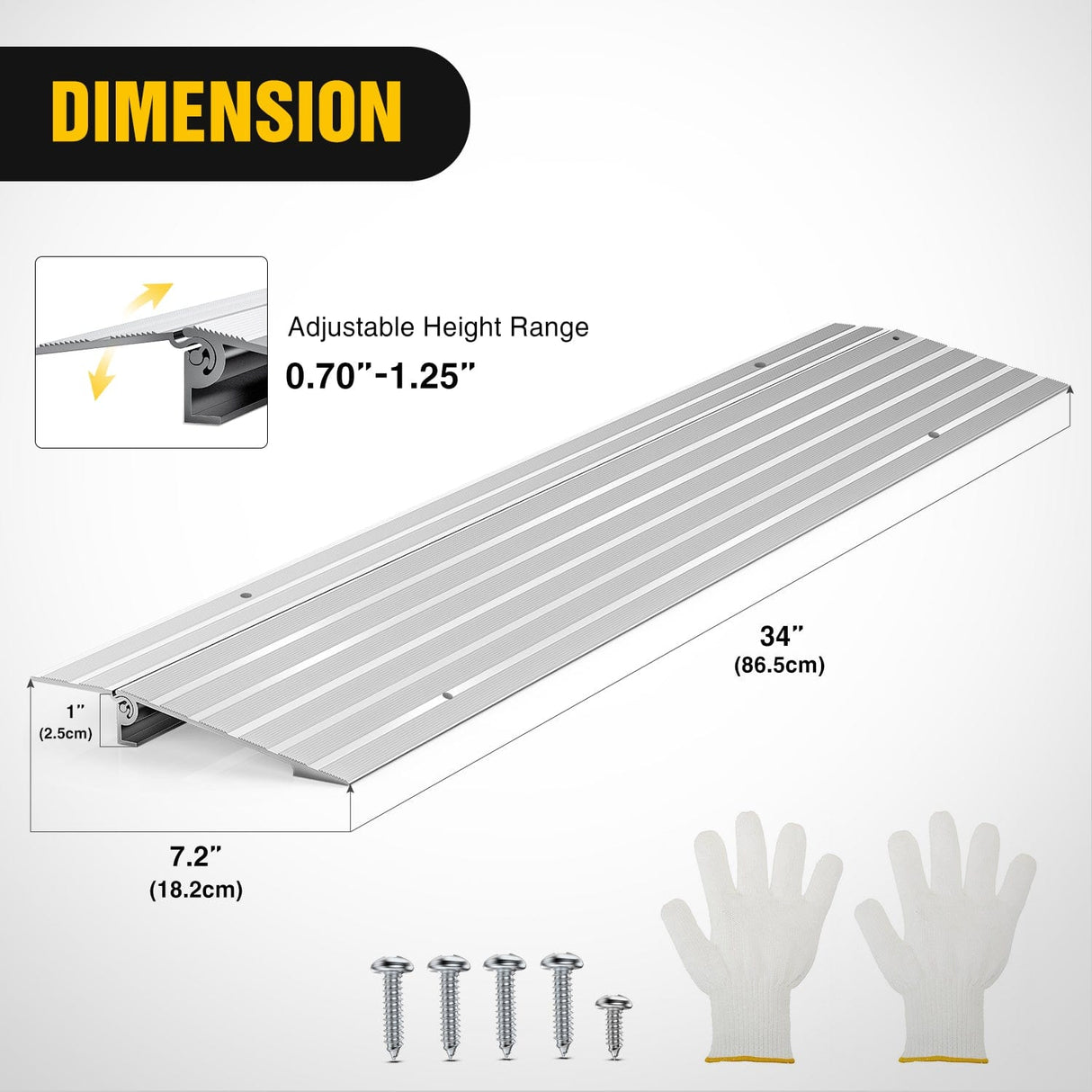 Curb Ramp Door Threshold Ramp 1inch Rise Portable Aluminum Wheelchair Door Transition Entry Ramps for Doorways Home Steps