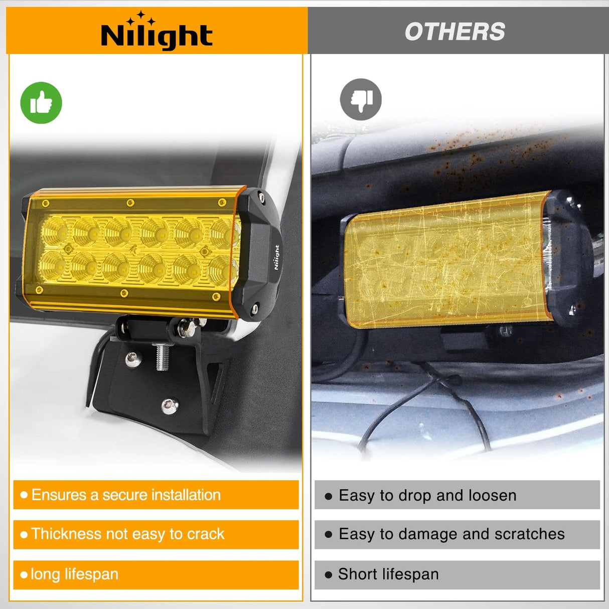 light cover 2Pcs 6.5 inch Amber Light Bar Cover
