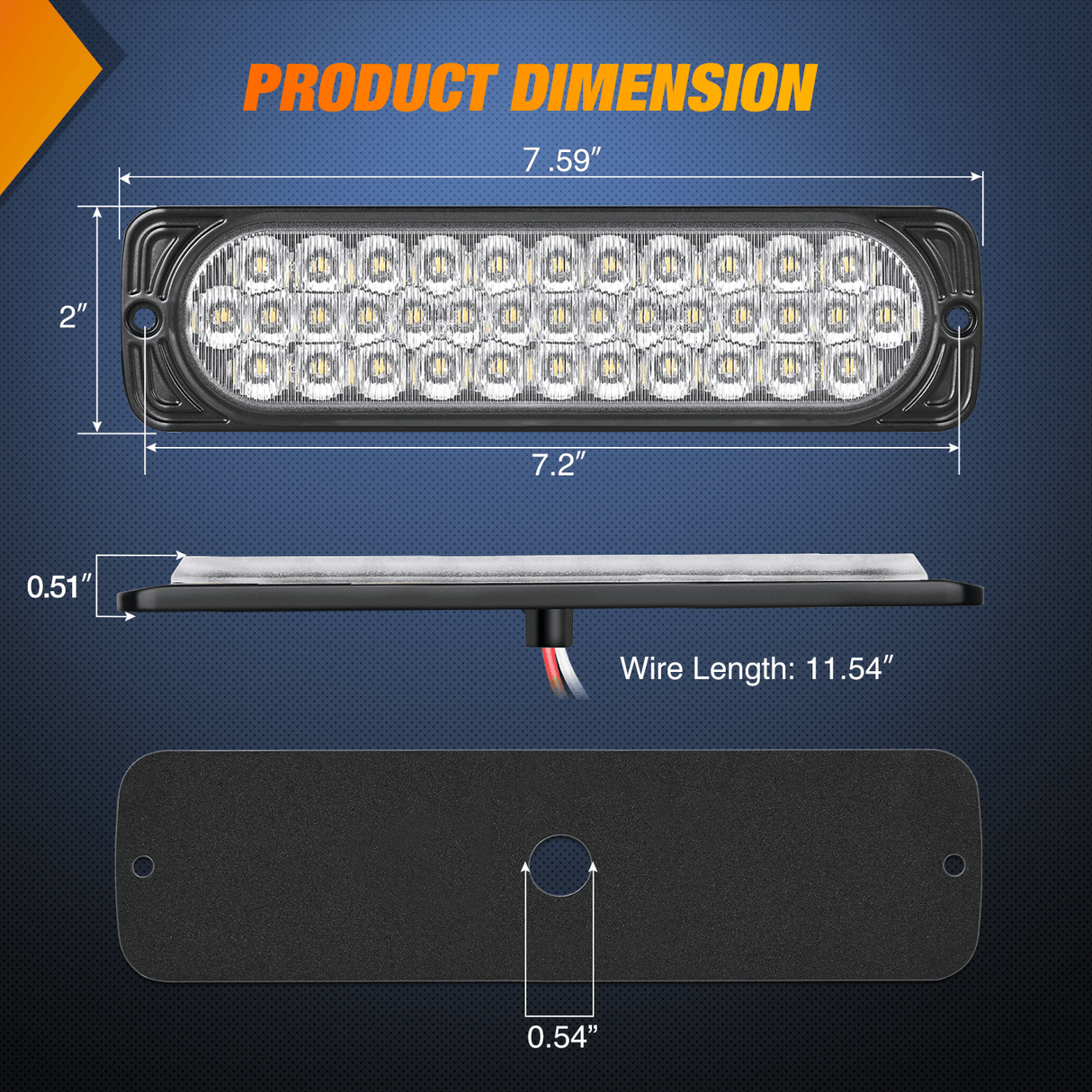 Tail Brake Turn Reverse Lights 7.5 Inch Aluminum Housing Tail Light 2 PCS 36 LED White Back Up Reverse Marker Light