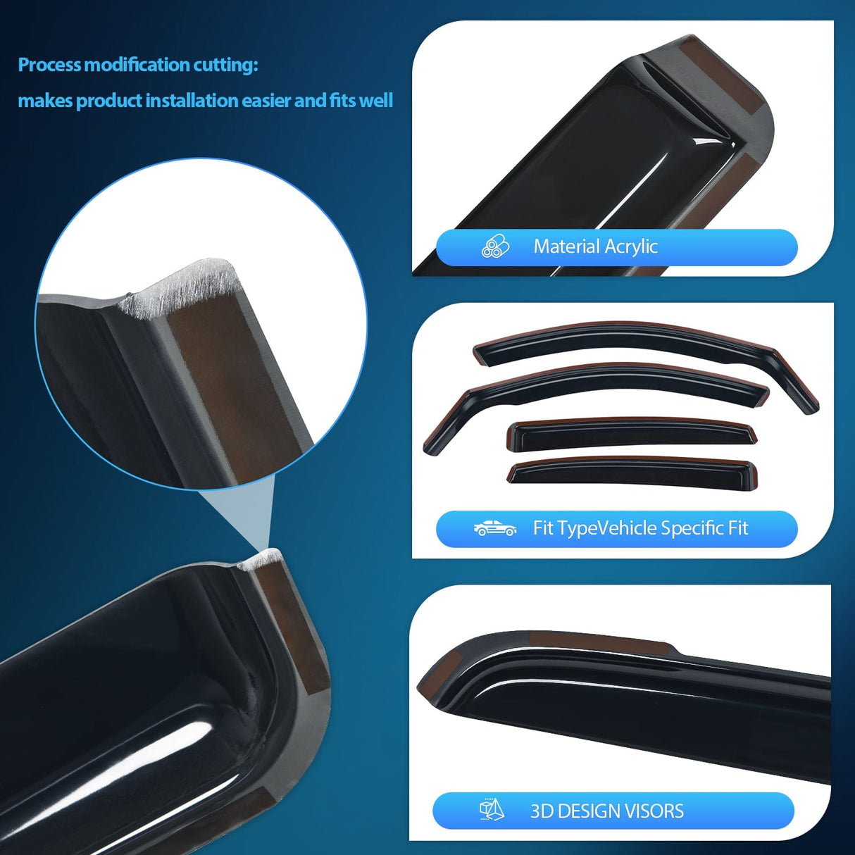 Rain Guards Rain Guards for Honda Civic Hatchback 2016 2017 2018 2019 2020 2021 Window Deflectors, Vent Window Visors-4pcs
