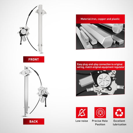 Window Regulator 741-348 Window Regulator/Motor Front Driver Side Compatible with Nissan Frontier 2005 2006 2007 2008 2009 2010 2011 2012 2013 2014 2015 only use Connector 2 Pins