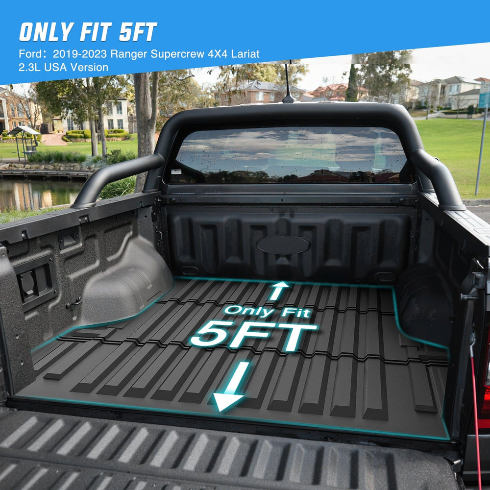 Truck Bed Mat 5ft Rubber Short Bed For 2019 2020 2021 2022 2023 2024 Ford Ranger