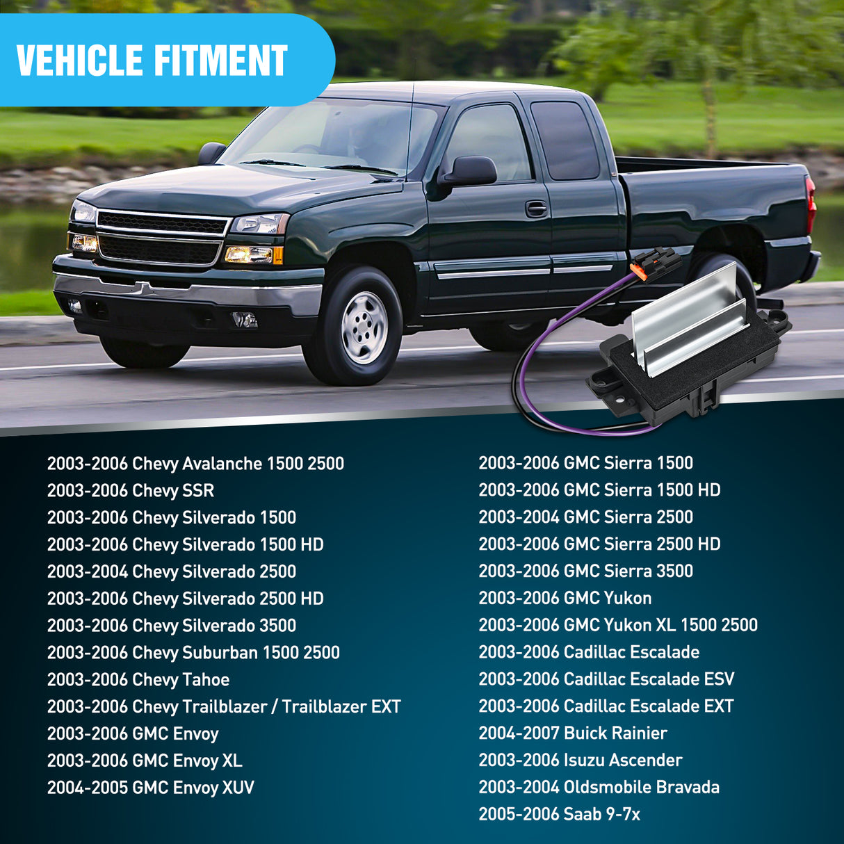 Nilight AC Blower Motor Resistor Blower Control Module Fit for Chevy Silverado 1500, GMC Envoy, Cadillac Escalade 2003 2004 2005 2006 2007 Replace 15-80567 89018778 52495874 4P1516