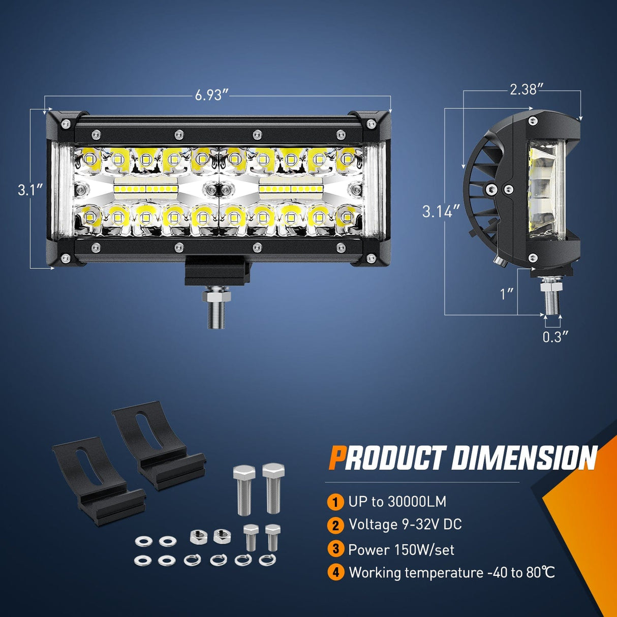 LED Light Bar Nilight Side Shooter Light Bar 2 PCS 7 Inch Triple Row Spot Flood Combo Work Off Road Lighting on Truck SUV ATV UTV