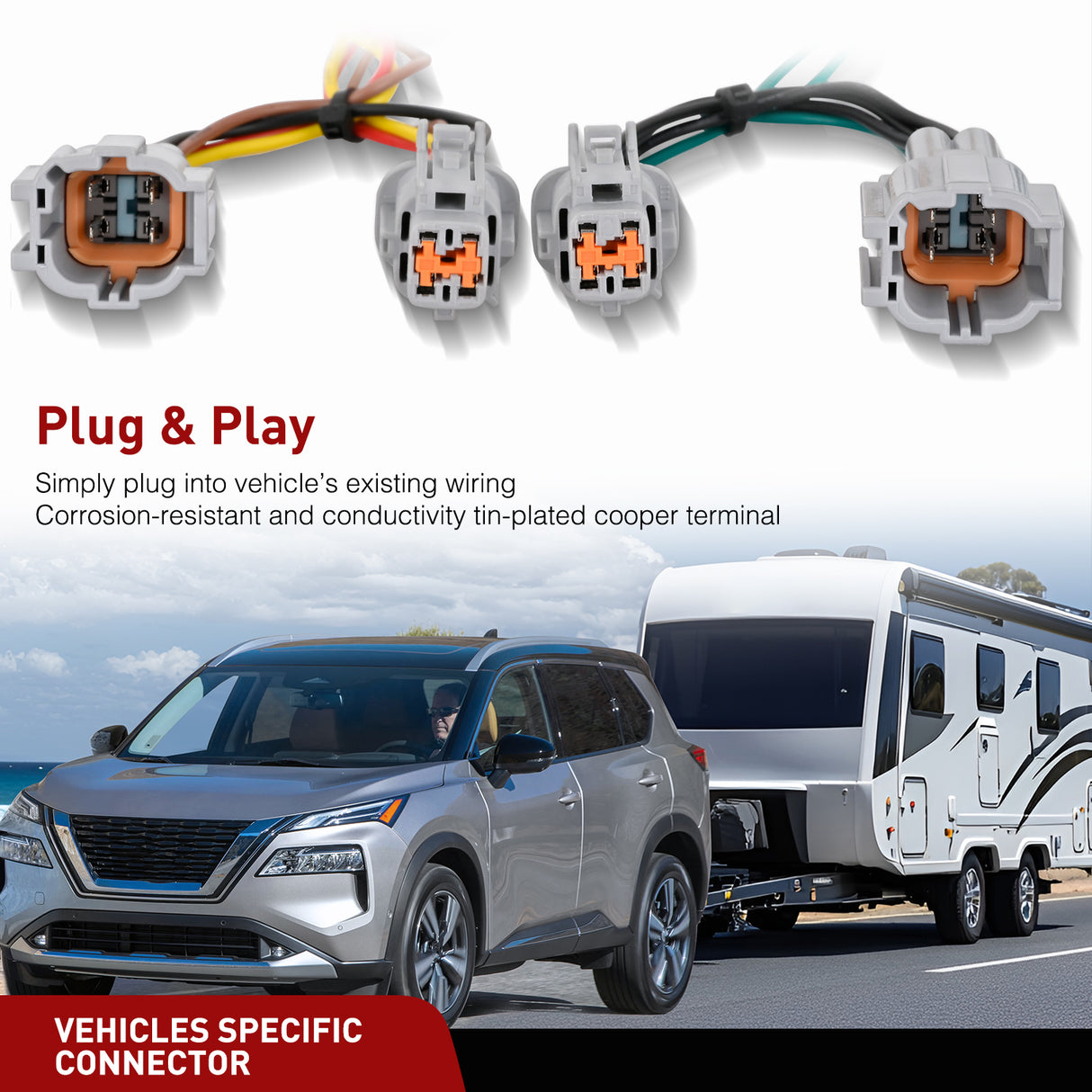 Nilight 4 Pin Trailer Wiring Harness Kit 56459 Vehicle Standard 4 Way Connector Custom for 2021 2022 2023 2024 2025 Nissan Rogue Simple Fit Tow Hitch Harness