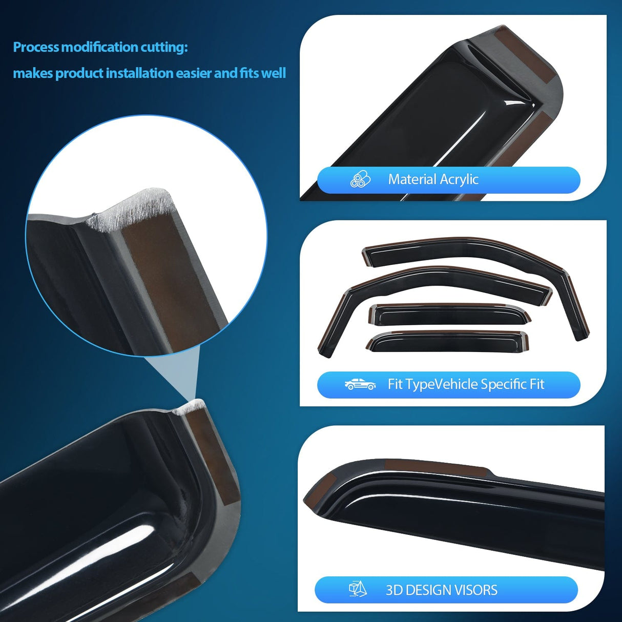 Rain Guards Rain Guards for Dodge RAM 1500 2019 2020 2021 2022 2023 2024 Quad Cab Original Window Deflectors, Vent Window Visors-4PCS