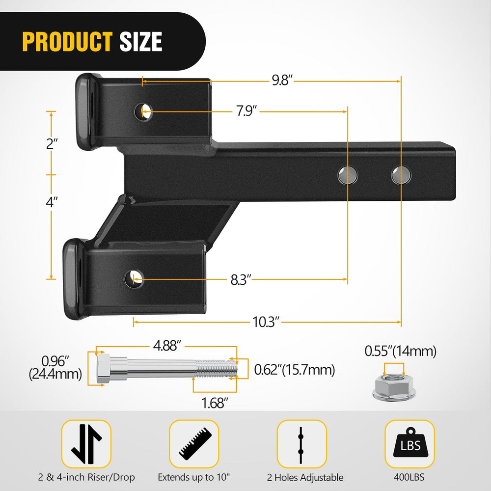 Trailer Hitch 2 Inch Trailer Dual Hitch Receiver with 2 & 4Inch Rise or Drop