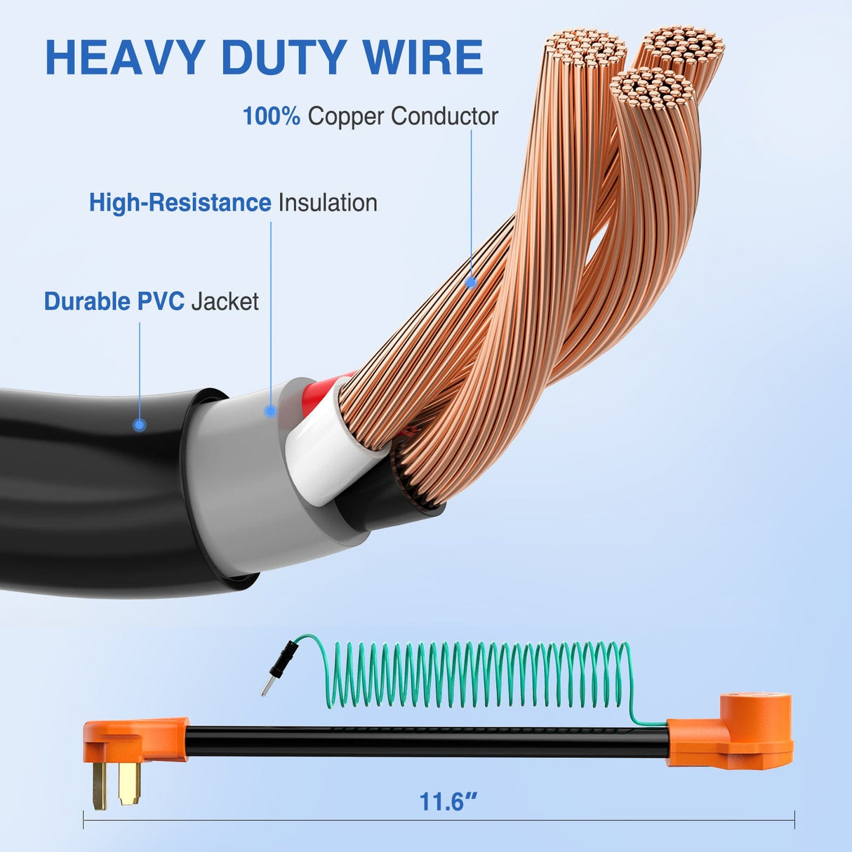 RV Parts 30 Amp Dryer Adapter Cord 10-30P Male to 14-30R Female Receptacle