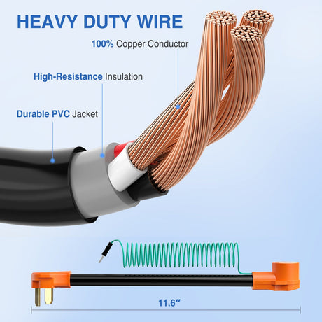 RV Parts 30 Amp Dryer Adapter Cord 10-30P Male to 14-30R Female Receptacle
