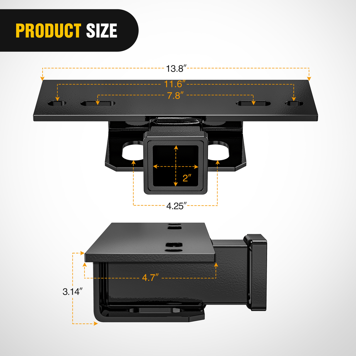 Trailer Hitch Step Hitch Bumper Mount 2 Inch Receiver Bolt-On Bike Hitch Receiver Tube Trailer Truck RV Cargo Receiver Hitch 5000 Lbs Powder Coated