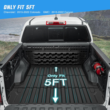 Truck Bed Mat 5ft Rubber Short Bed For 2015 2016 2017 2018 2019 2020 2021 2022 Chevy Colorado/GMC Canyon