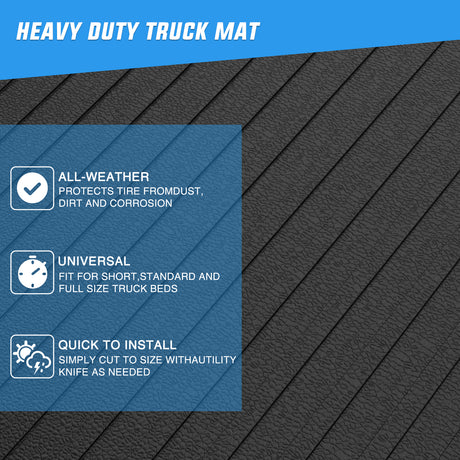 Nilight Heavy-Duty Truck Bed Mat Utility, Extra-Thick 4OInch x 8Inch Rubber Mat, Tough and Durable, Anti-Slip & Weathertech, Easy to Cut, Trim-to-Fit Design